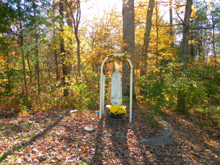 statue of mary with flowers souldana
