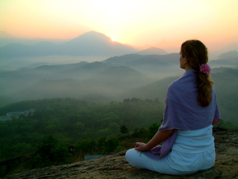 Girl Meditating and Praying at Sunrise | Simple Prayer for Protection